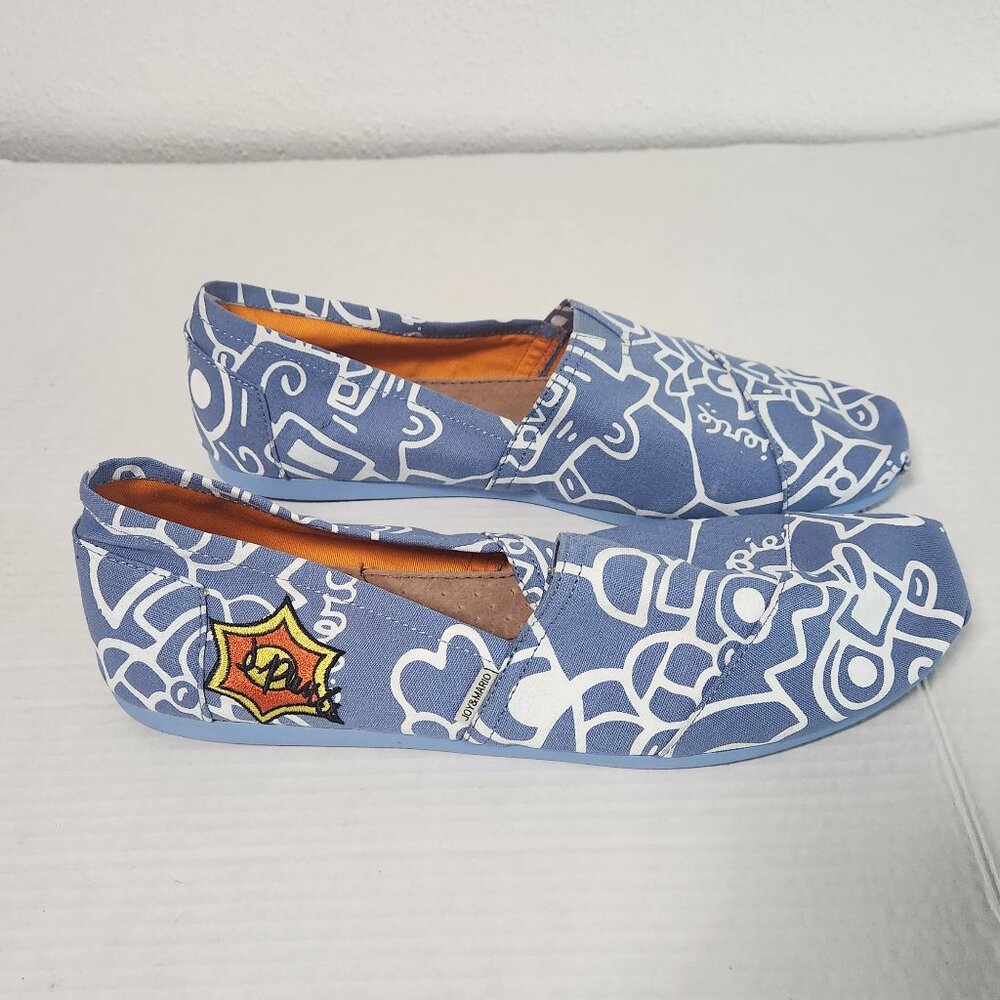 Joy & Mario WOMENS 13M Blue Print Canvas Slip On Espadrilles